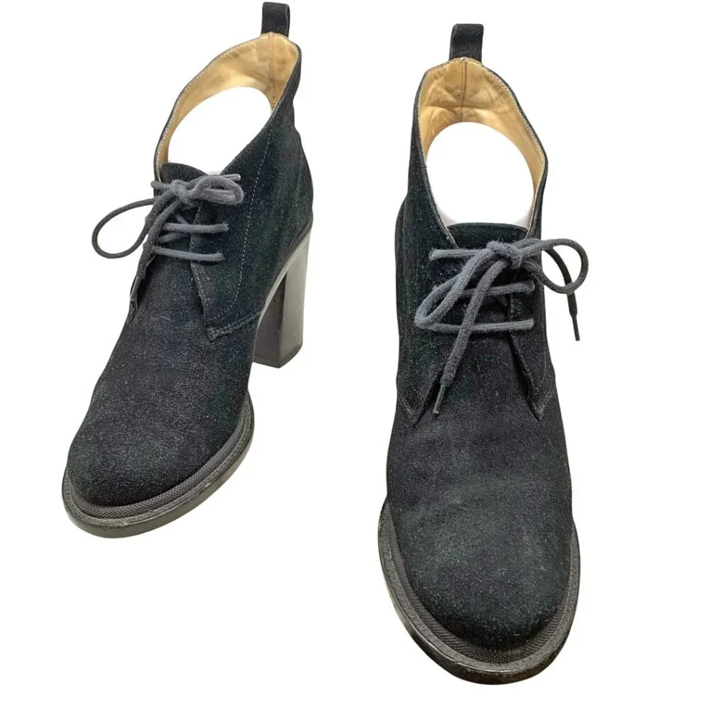 Jil Sander Black Suede Chunky Heel‎ Chukka Booties